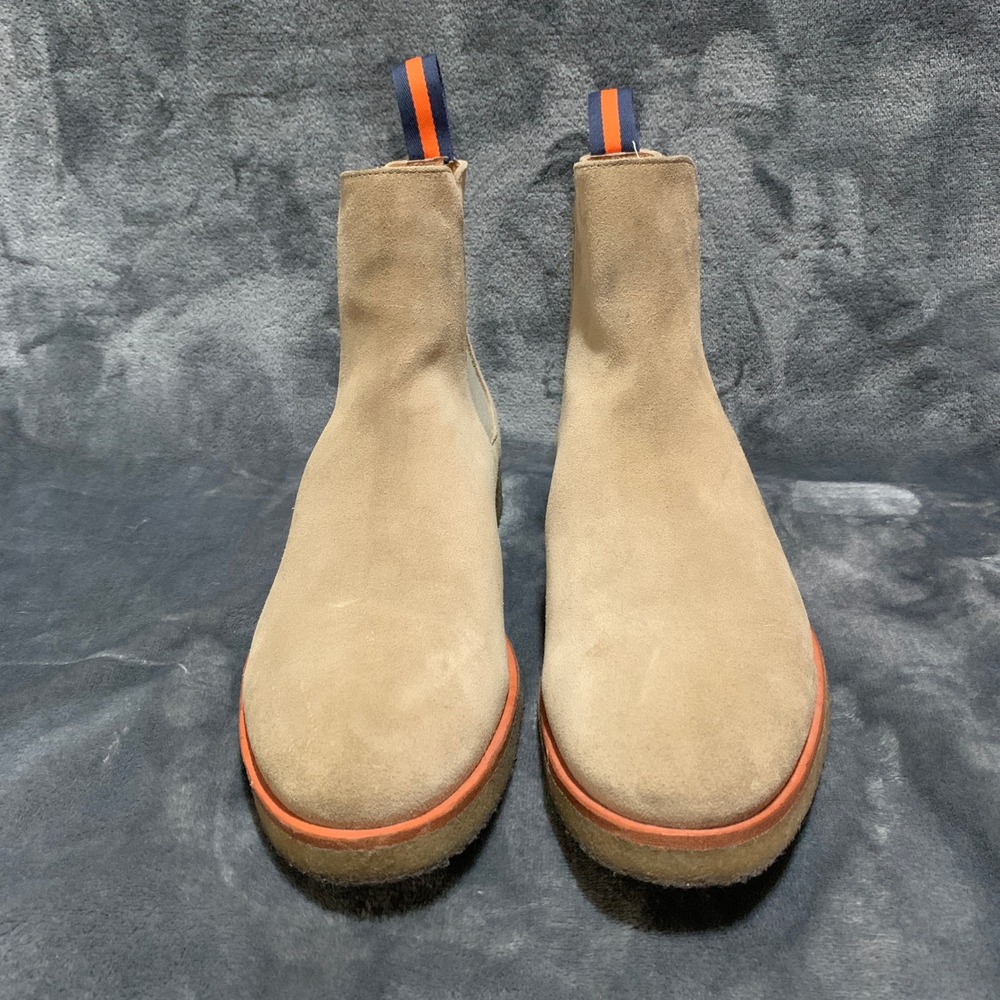 New Republic Mark McNairy Mens Tan Suede Chelsea Boots Orange Welt Crepe Sole 9